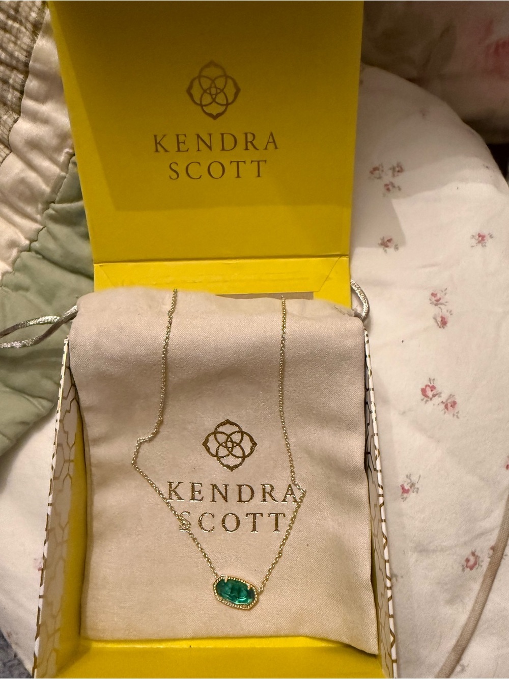 Kendra Scott Neutral Beige Jewelry Pouch with Gold Logo